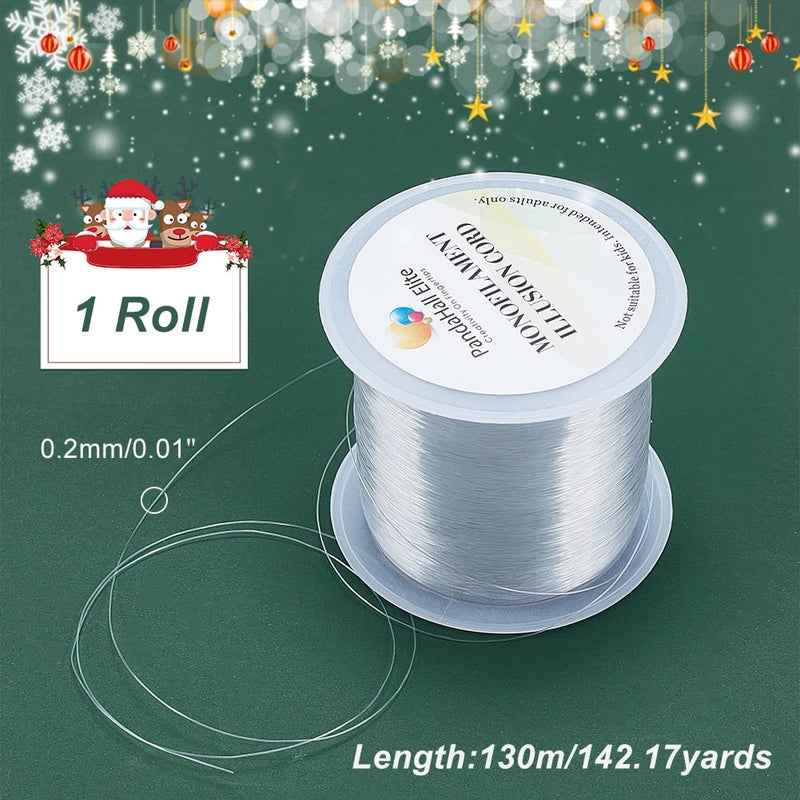 PH PandaHall 142 Yards 0.2mm Clear String Fishing Line Invisible Beading Cords Nylon Thread String Inelastic Jewelry Wire for Valentine Bracelet Jewelry Making Ornaments Hanging Party Decor Seed Beads - Image 4